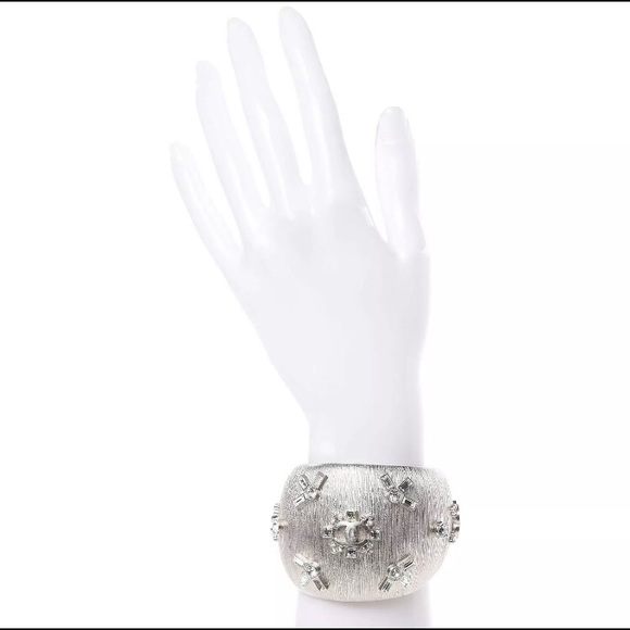 Chanel Brushed Textured Silver CC Cuff - Picture 2 of 6